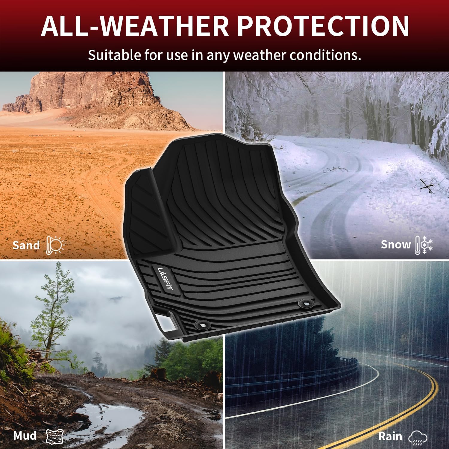 LASFIT Floor Mats for Toyota Corolla Sedan/Sedan Hybrid 2020-2026, All Weather Protection Floor Liners,TPE Car Mats for Toyota Accessories, Anti-Slip,1st &2nd Row, Black