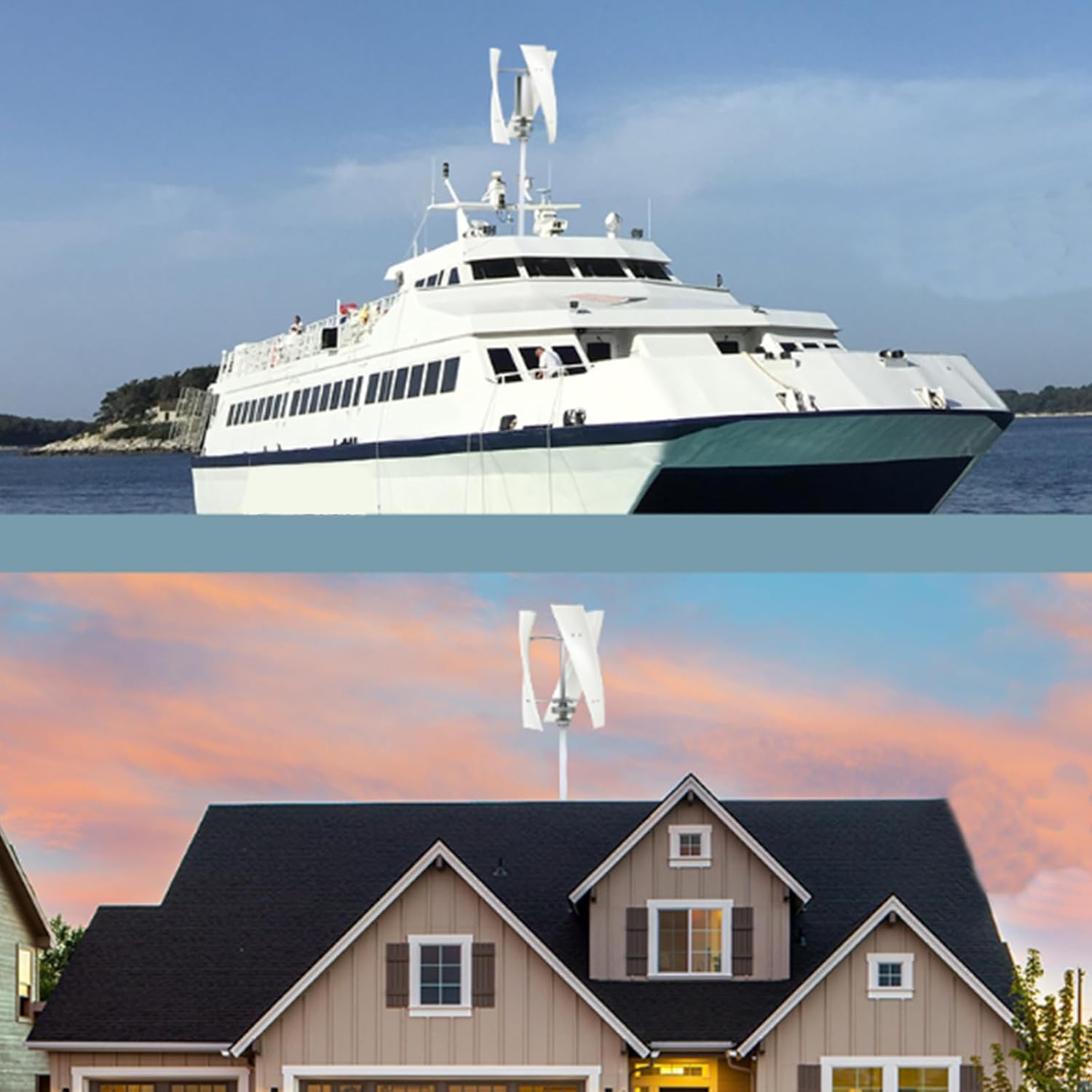 2000W Wind Turbine 3 Blade Wind Vertical Generator, White 12V/24V/48V 3 Phase Power Generators for Boats Terraces Cabins Or Mobile Houses Charging