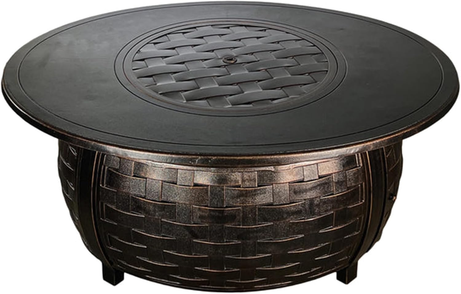 Golden Flame Bel Air 48 x 38 Oval | 55,000 BTU Cast Aluminum Natural Gas Fire Pit Table with Lid, Fire Glass Rocks, Patio Cover, 12-Ft NG Hose | Outdoor Tabletop Fireplace | Antique Copper Finish