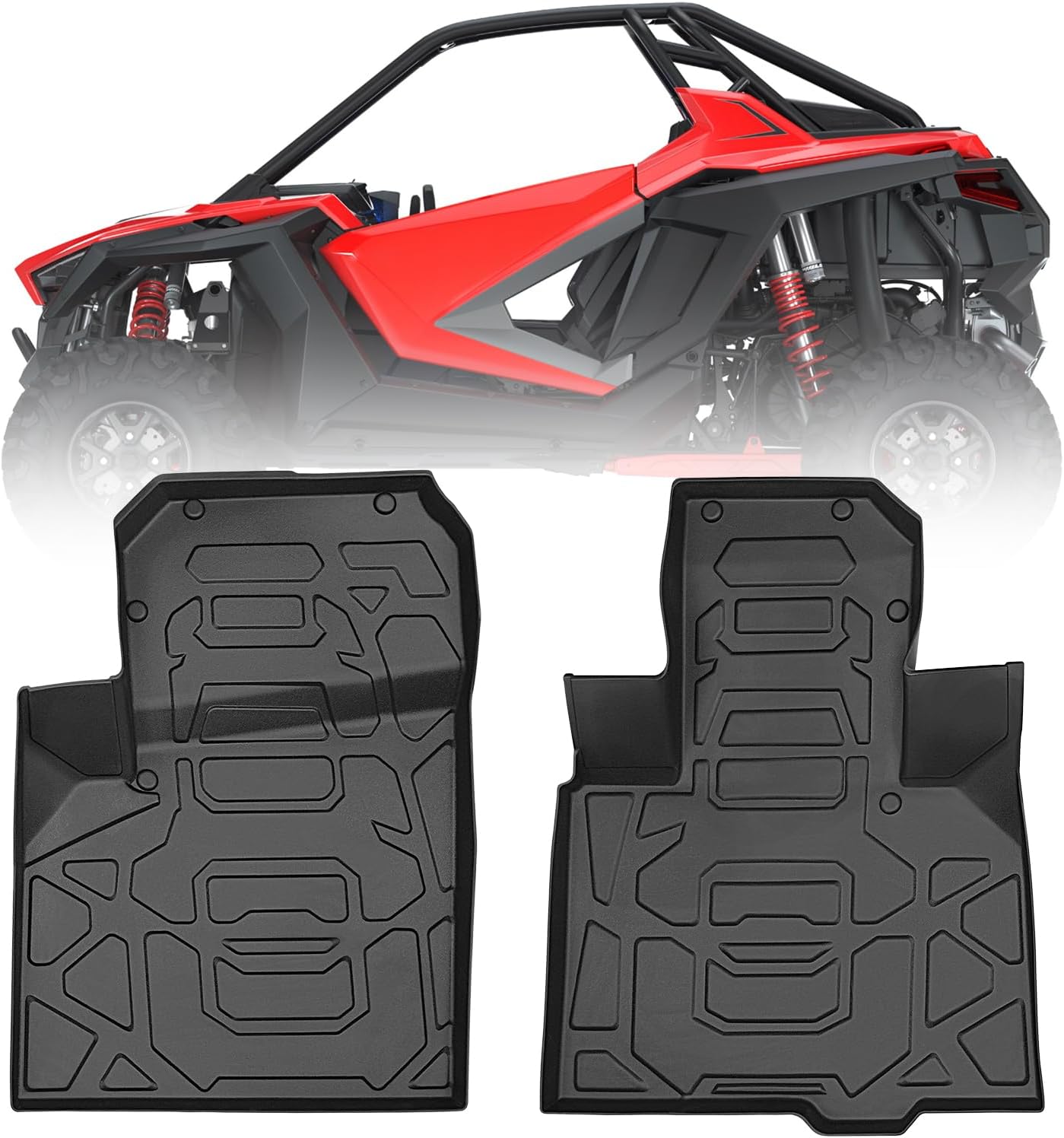KEMIMOTO 2020-2025 PRO XP Floor Mats Liners Front TPE Anti-Slip Floor Mat All Weather Protection Accessories Black Compatible with Polaris RZR PRO XP 2020-2025