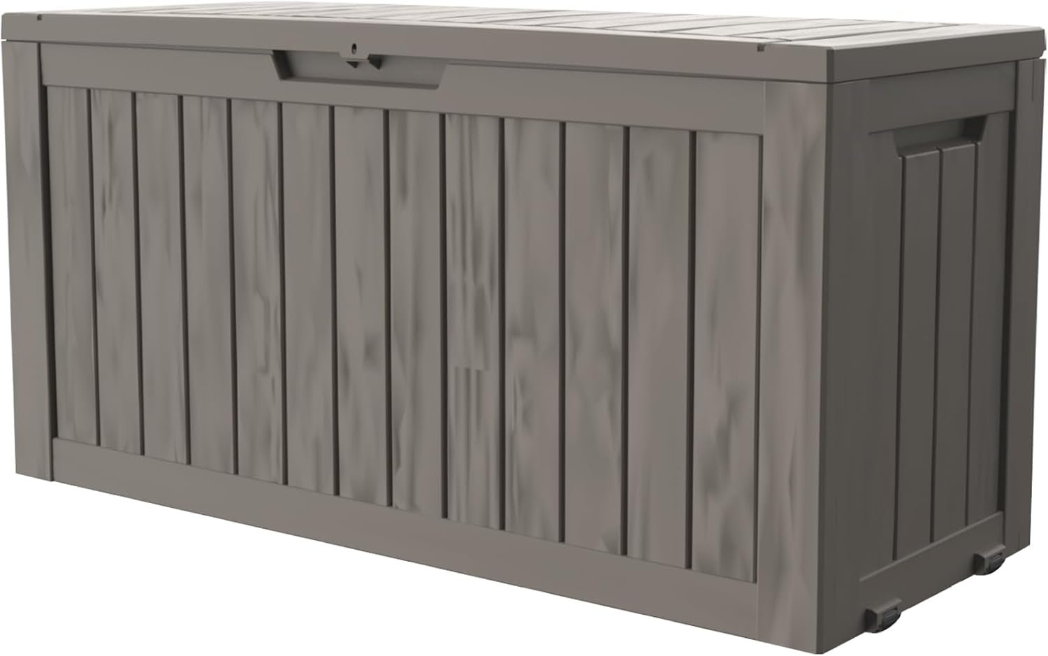 Mersco 72 Gallon Double-Wall Resin Deck Box - Lockable Waterproof Outdoor Storage Box, 515lbs Capacity & Doubles as Seating for Patio Furniture - Garden Tools, Pool Accessories (Grey)