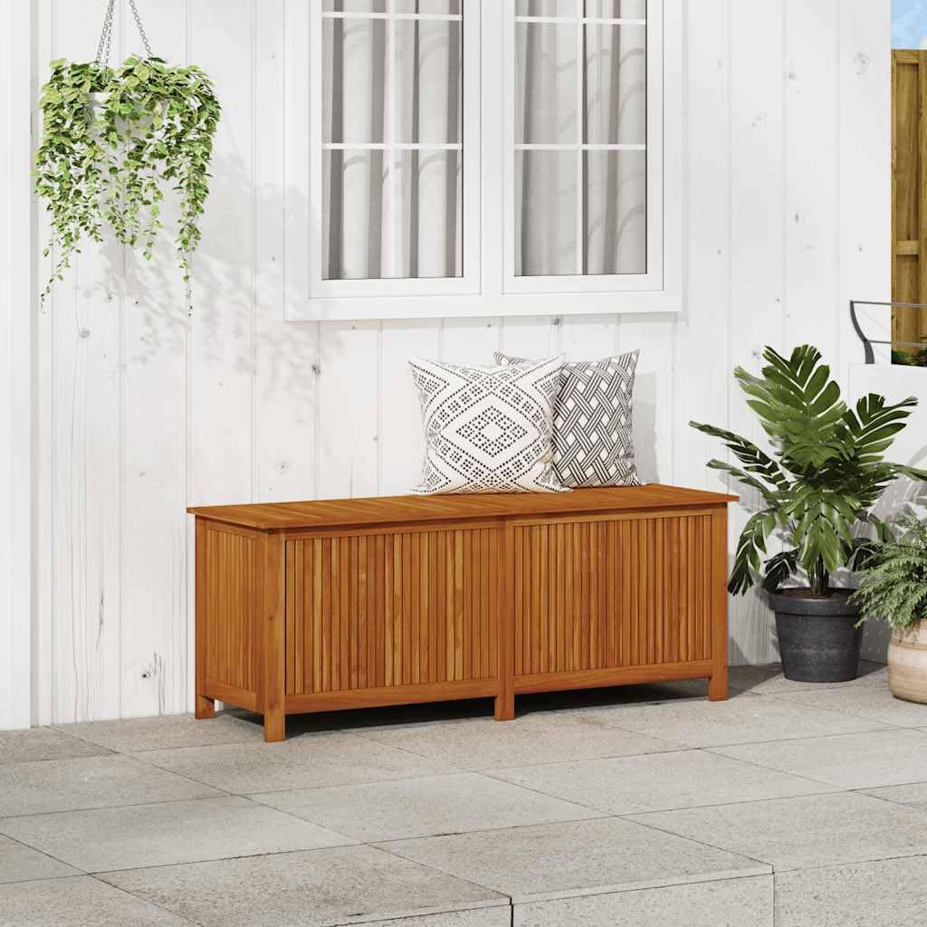 Solid Acacia Wood Patio Storage Box with Gas-Lift Lid 59.1