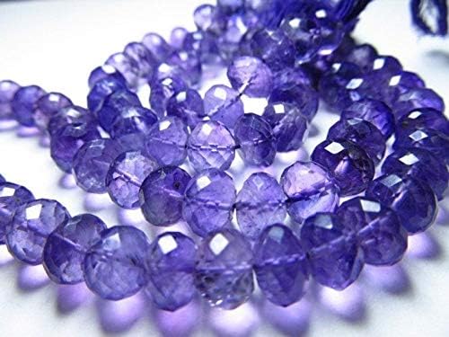 13 inch natural beads strand of 7-8mm faceted rondelle purple amethyst gemstone beads for DIY jewelry - necklace, bracelet, earring, ring.