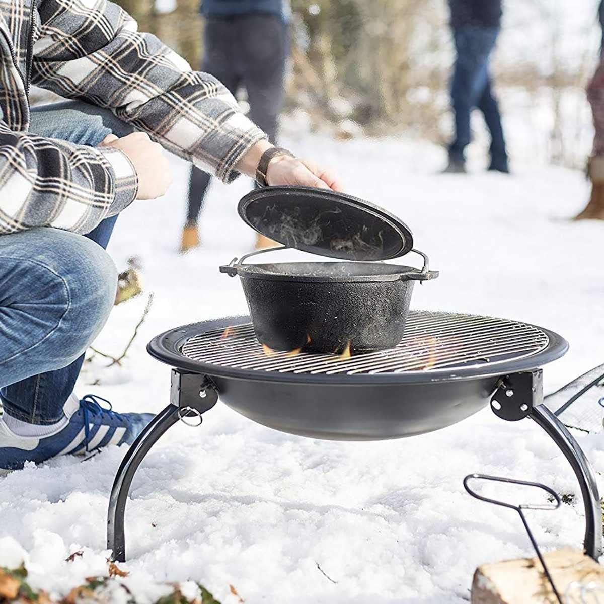 Outdoor Party BBQ Fire Pit with Stick Winter Heating Furnace Charcoal Fireplace Brazier Burning Stove BBQ Grill for Backyard Garden Patio Camping