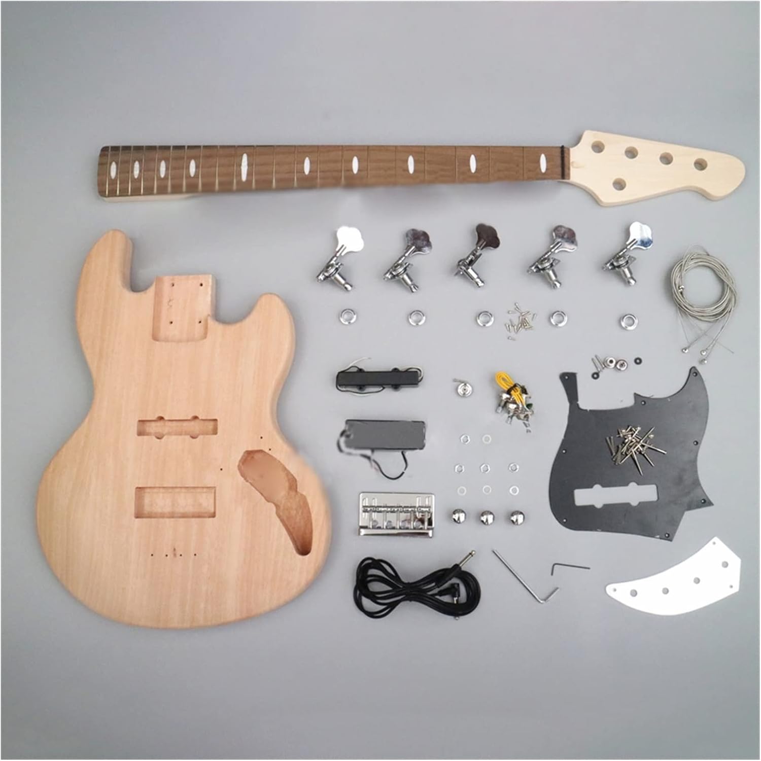 DIY Electric Guitar Kit 5 Strings DIY Electric Guitar Kit Mahogany Body Maple Neck Rosewood Fingerboard