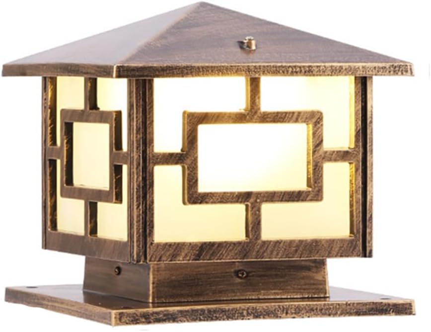 Rustic Post Light Fixtures Courtyard Landscape Vintage Pillar Light Black Post Lantern Square Post Light for Garden Yard Fence Deck Posts Pathway Cast Aluminum Column Light