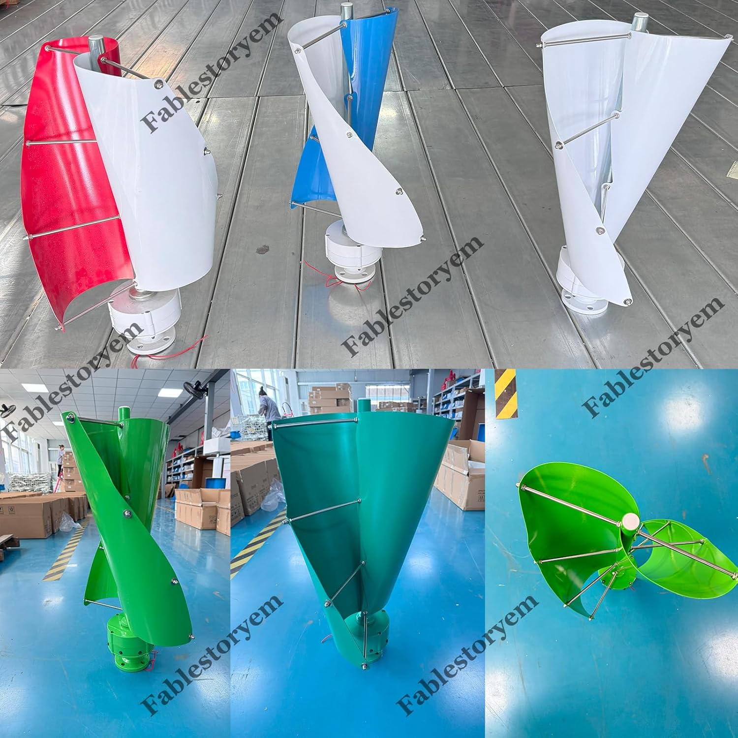 12000W Vertical Wind Turbine Generator Kit, 12V/24V/48V 2 Blades Helical Magnetic Levitation Shaft Vertical Wind Turbine with MPPT Controller, Suitable for Home Factory Use,E-24V