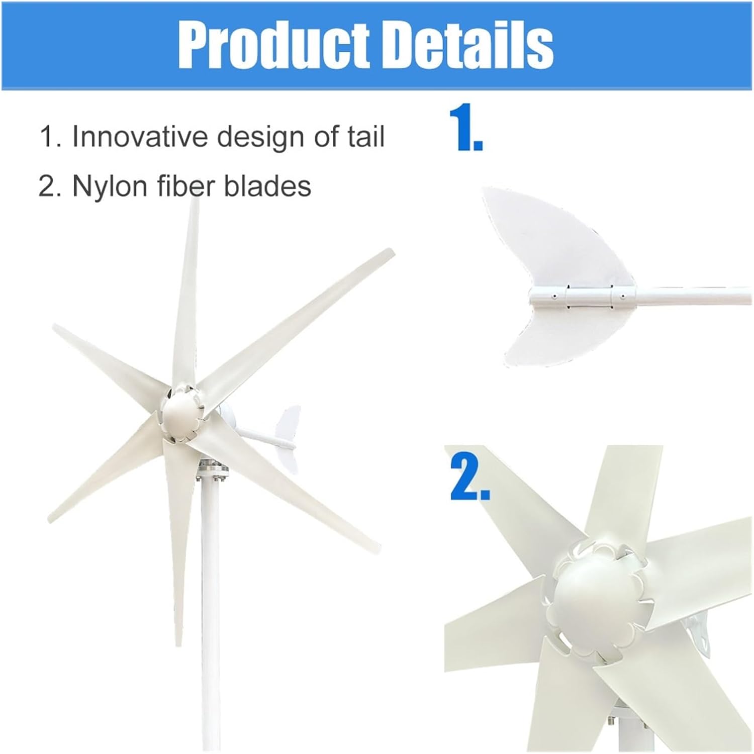 High Efficiency 3000W Windmill Horizontal Axis Wind Turbine Generator Home Appliance Generators Wind Power Generator Low Starting Speed for Home(with MPPT Charger,24V)