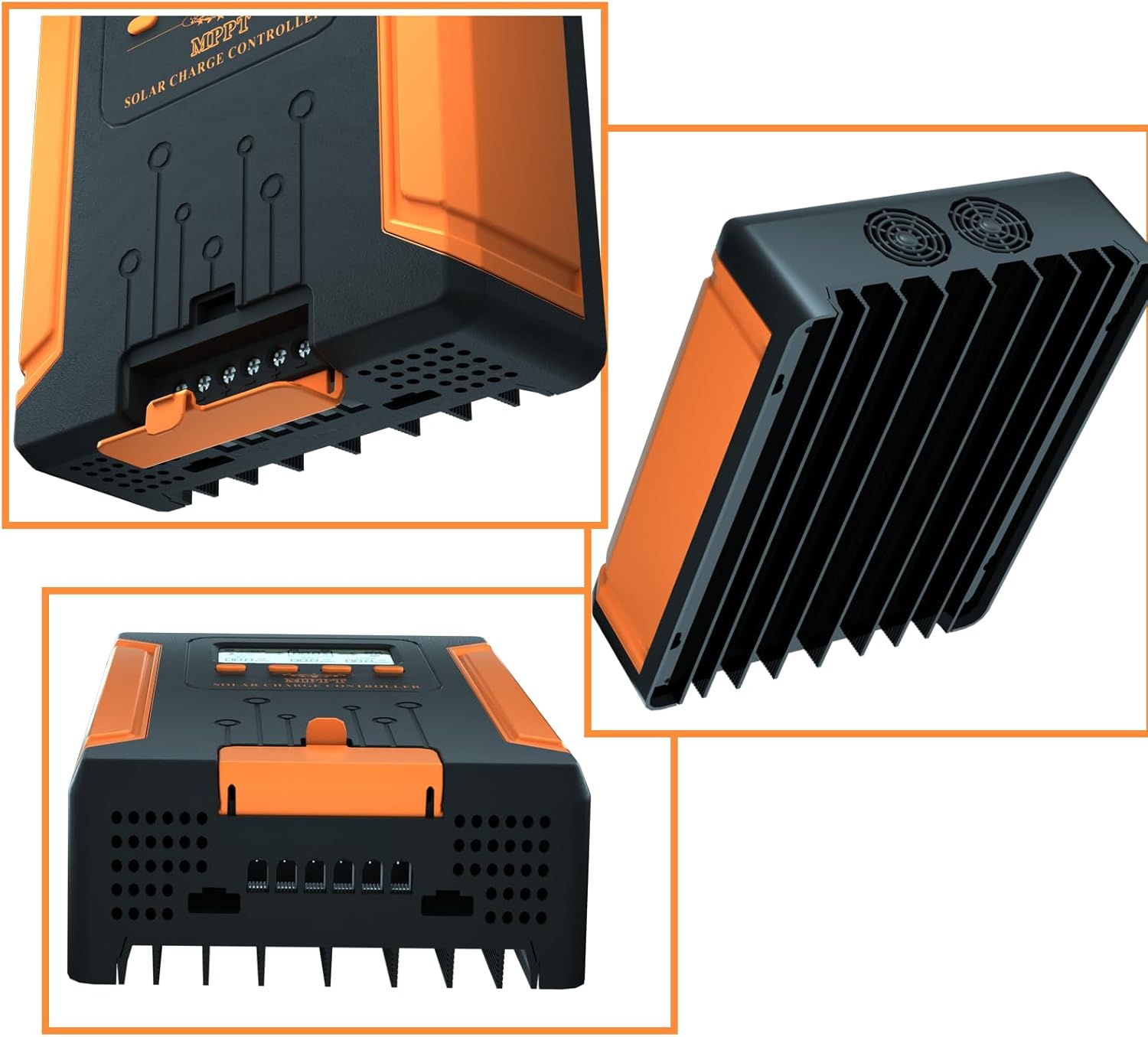 120A 12V/24V/36V/48V MPPT Solar Charge Controller with Heat-Dissipating Metal Housing, Dual Fans, and LCD Display, for LiFePO4, Gel, Lithium, SLD, FLD, and Ternary Battery