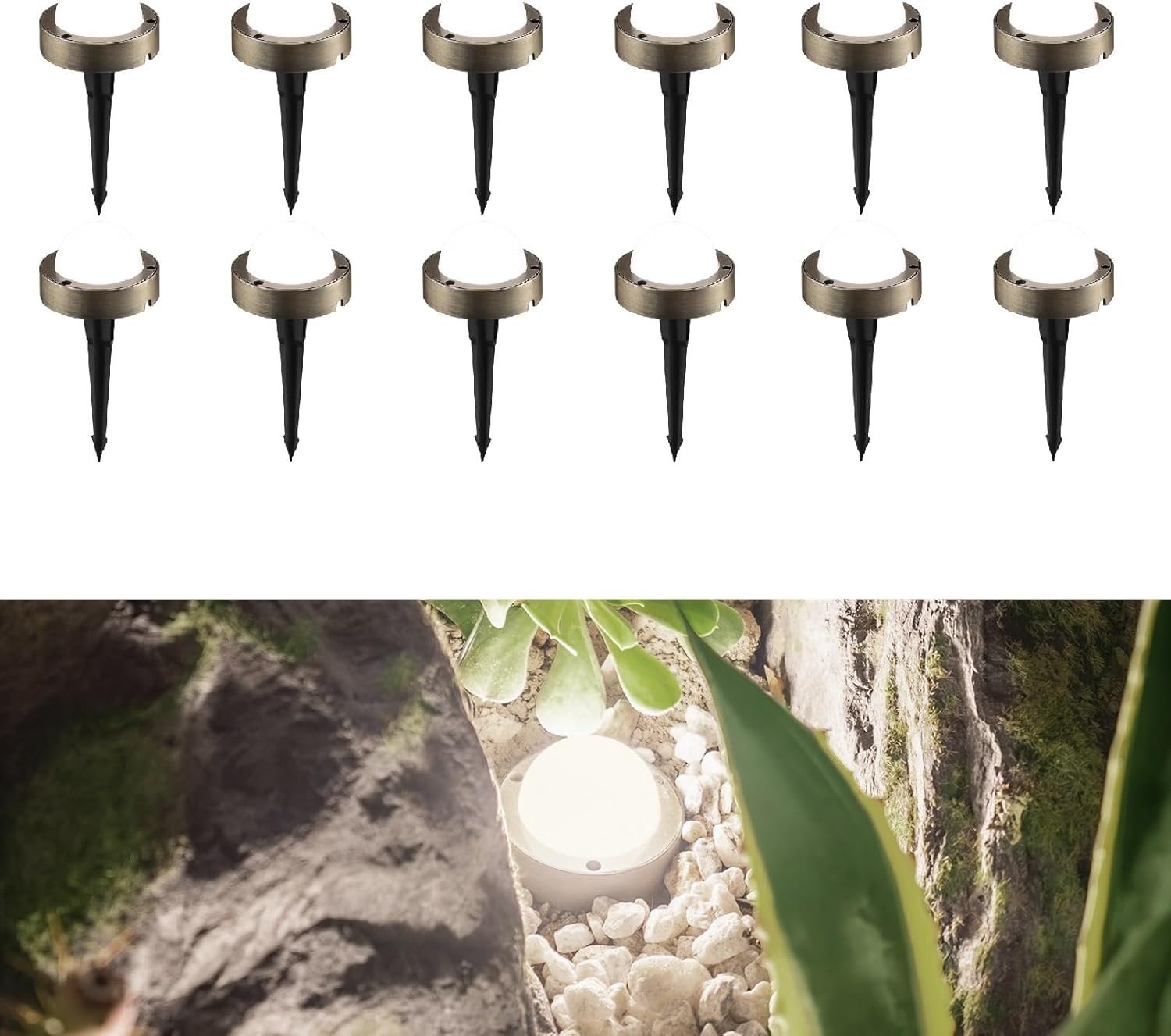 LEONLITE 12-Pack LED Pathway Lights Low Voltage, 12V-24V LED Well Lights Landscape, UL Listed, IP65 Waterproof, Aluminum, 4000K Cool White, Cast-Aluminum