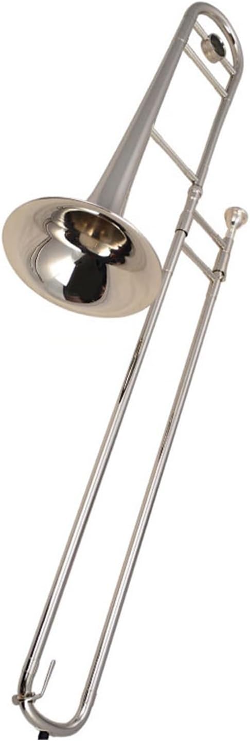 Adult Trombone Instrument Adult Beginner Professional Performance Practice Tenor Trombone B Flat Silver White(Silver)