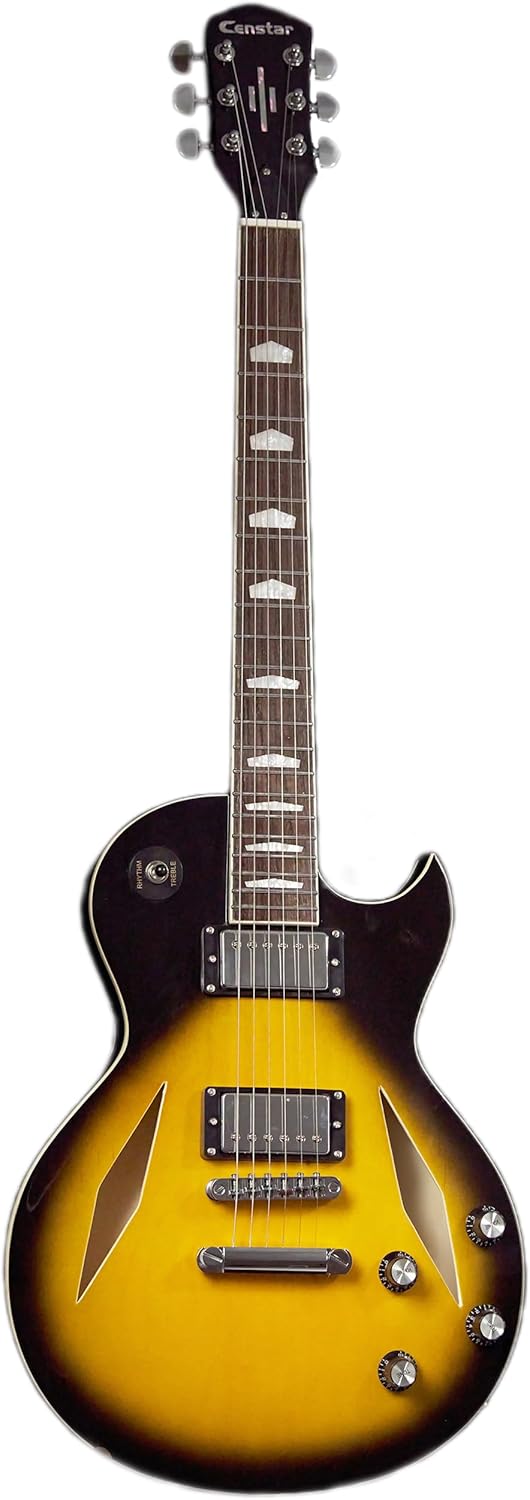 Semi-Hollow Body Electric Guitar,Jazz Guitar with Diamond Holes,Maple Body,Mahogany Neck,Rosewood Fingerboard,6-String Full Size Semi-Hollow Body Electric Guitar.