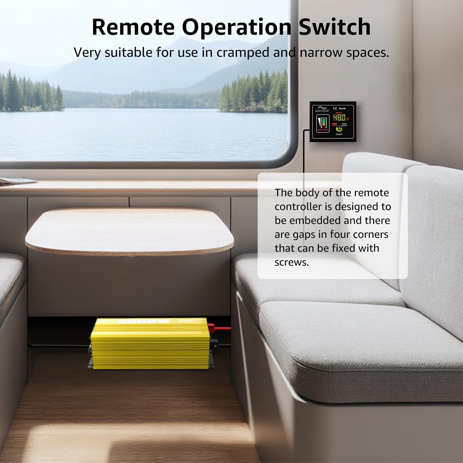 XWJNE 5000W Pure Sine Wave Power Inverter 48V DC to 120V AC Converter with LCD Display and Remote Controller for Home, RV, Truck, Off-Grid Solar Power