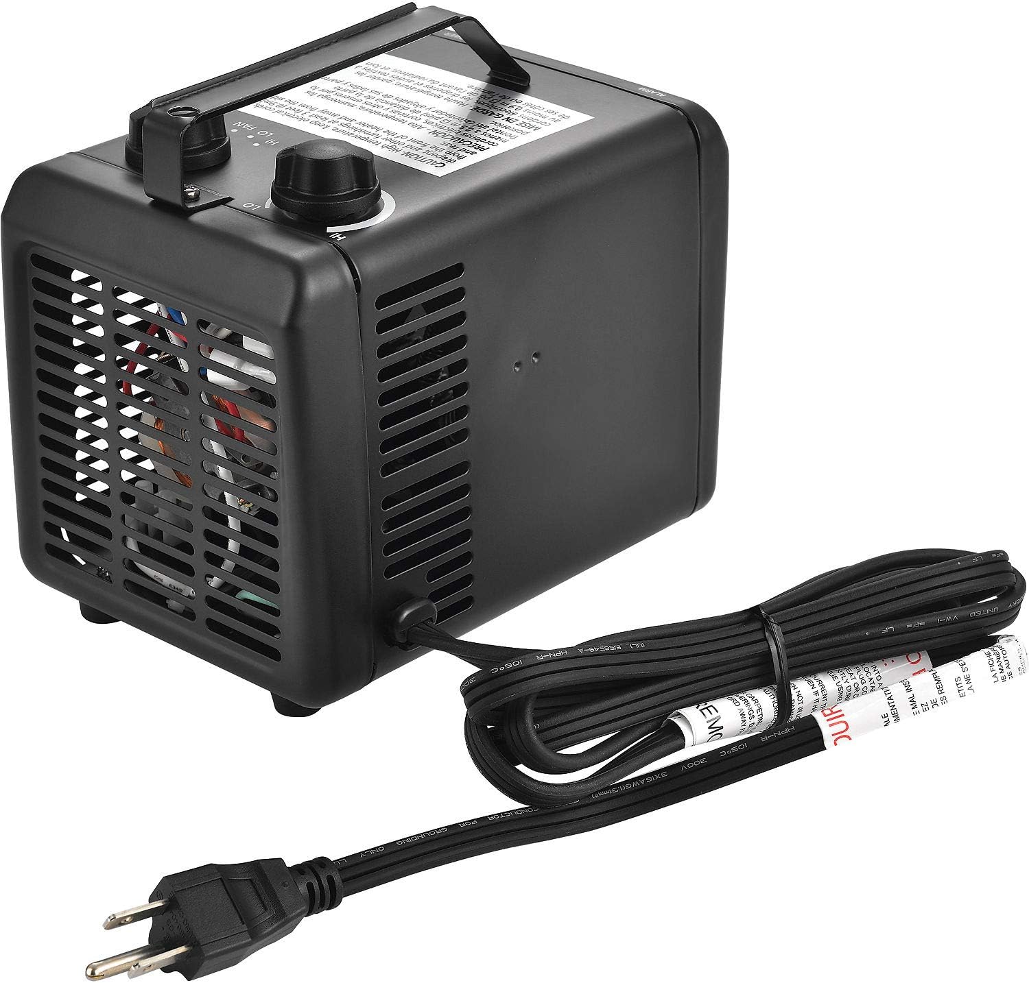 Global Industrial 1500/1000W Portable Heater With Adjustable Thermostat, Steel, 120V, Black