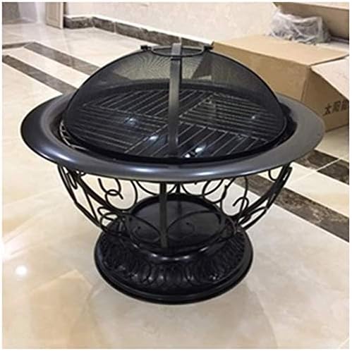 Outdoor Fire Large Bonfire Wood Burning Patio Coal Grill Firepit for Outside Grill Charcoal Smokeless Grill with Spark Screen Poker and Fireplace Cover Black
