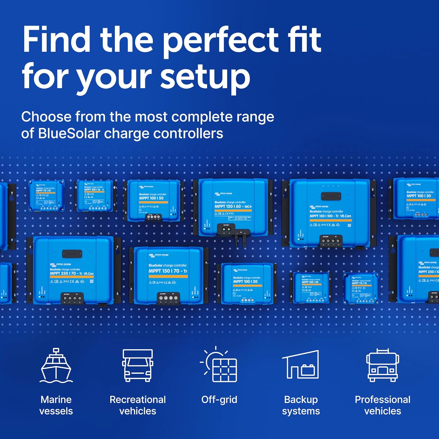 Victron Energy BlueSolar MPPT MC4 Compatible Solar Charge Controller - Charge Controllers for Solar Panels - 150V, 70 amp, 12/24/36/48-Volt