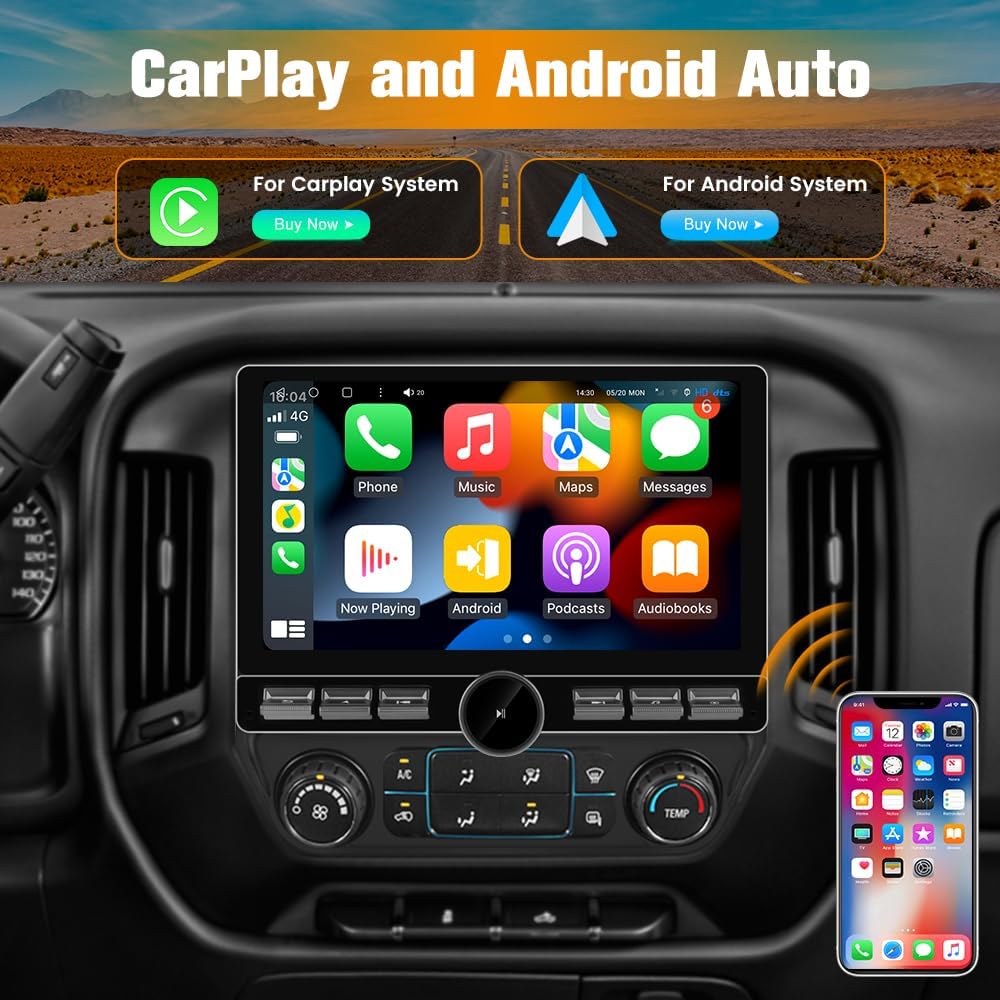 AWESAFE 13.1 inch Qualcomm 8 Core Car Stereo for Chevy Silverado GMC Sierra 2014-2018, Android 13 Touch Screen with CarPlay Android Auto WiFi/Bluetooth/FM/SWC