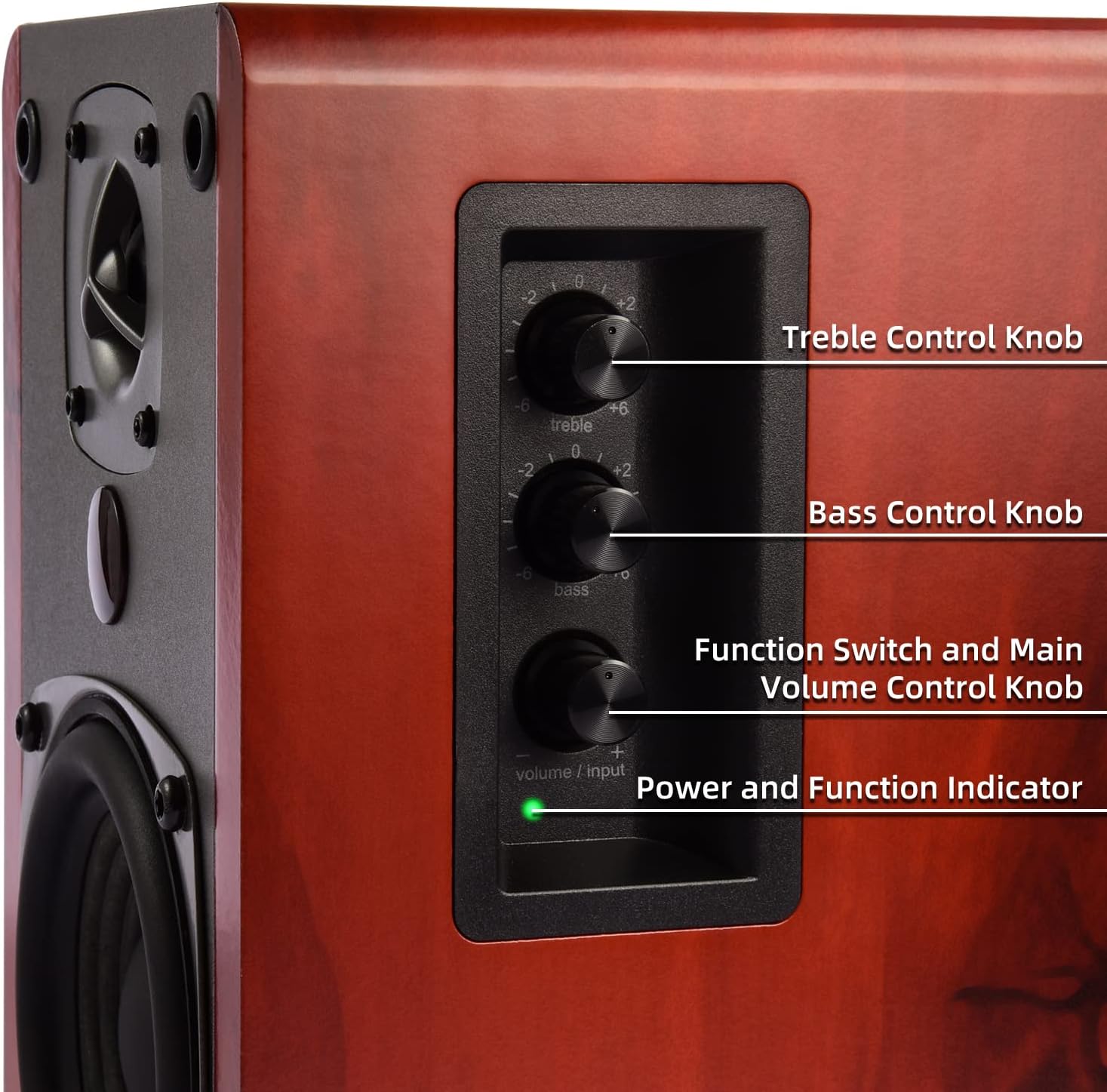 SINGING WOOD BT27 Active Powered Bluetooth Bookshelf Speakers for Studio Monitor TV Computer Turntable - 60 Watts - Wood Grain Finish (Walnut)