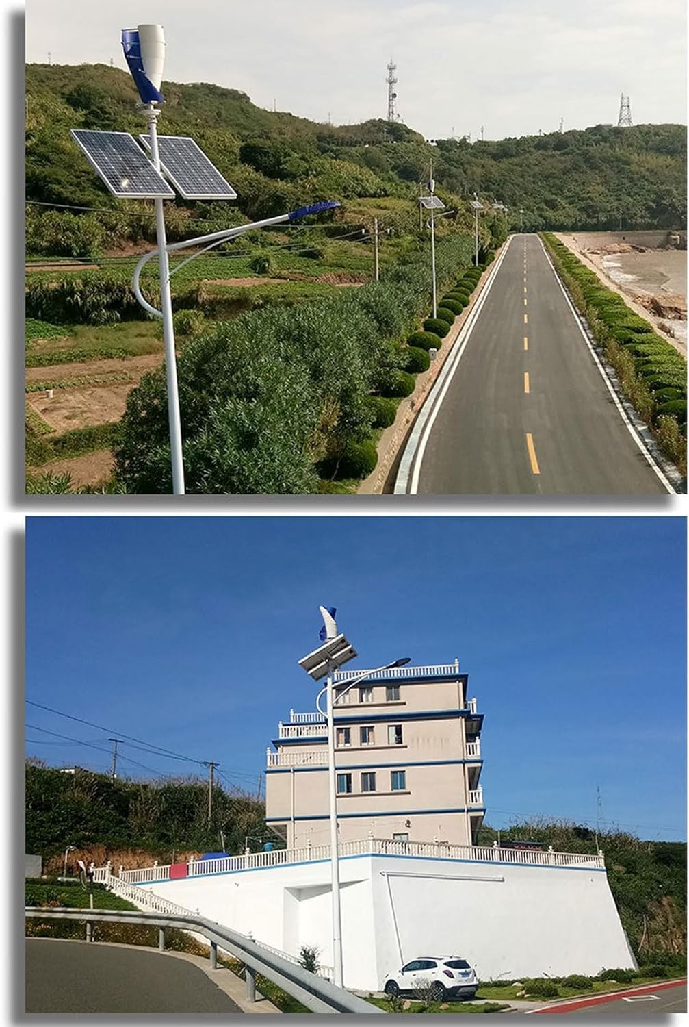 CHRISK 8000W Wind Vertical Turbine Generator Alternative Free Energy Windmill Wind Solar Hybrid Controller Automatically Vertical Spiral Axis