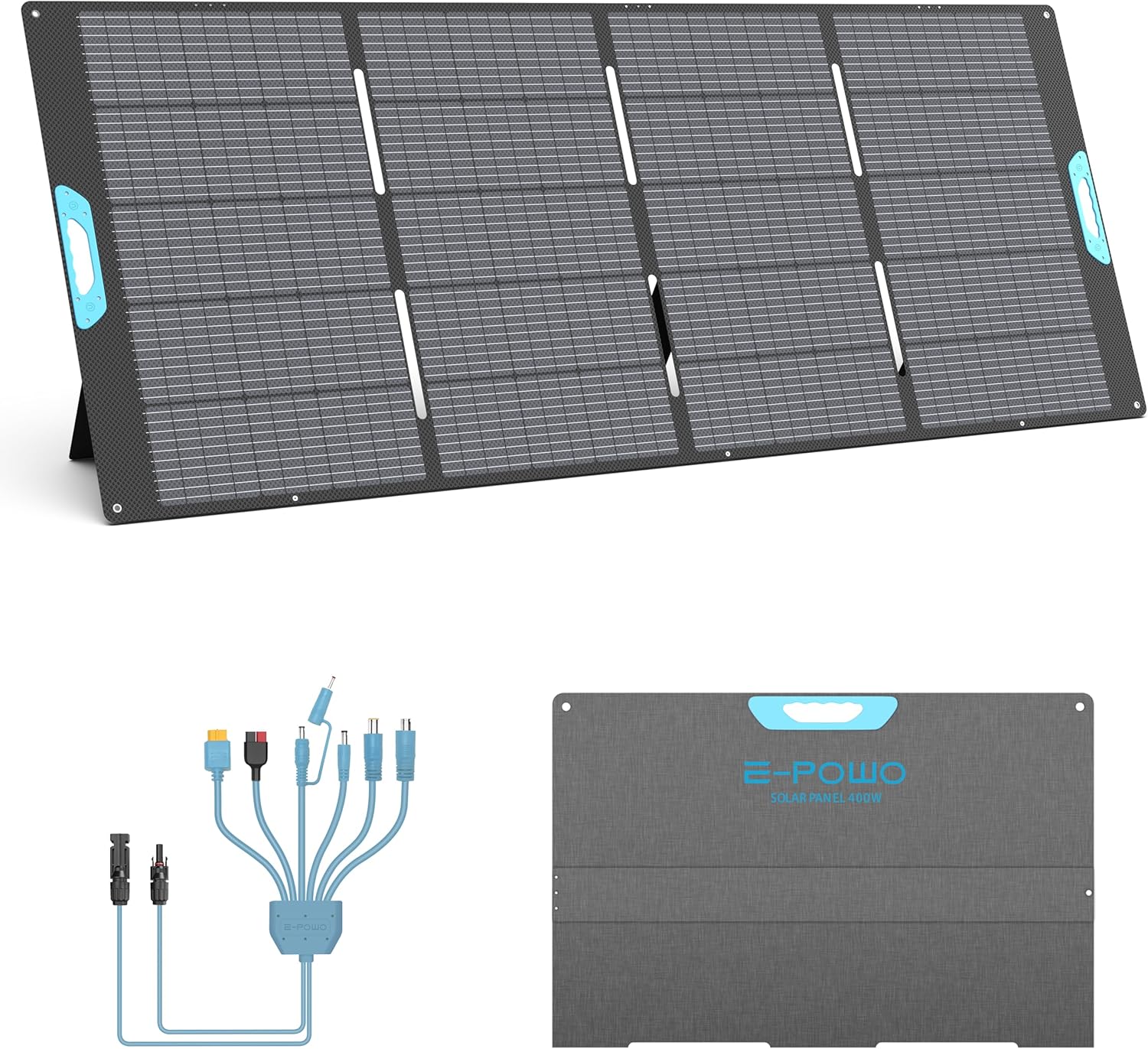 400W Portable Solar Panel for Power Station, 23.5% High Efficiency ETFE Foldable Solar Panels Charger, Fast Installation with Kickstands, IP67 Waterproof for RV, Outdoor Camping, Off Grid Blackouts