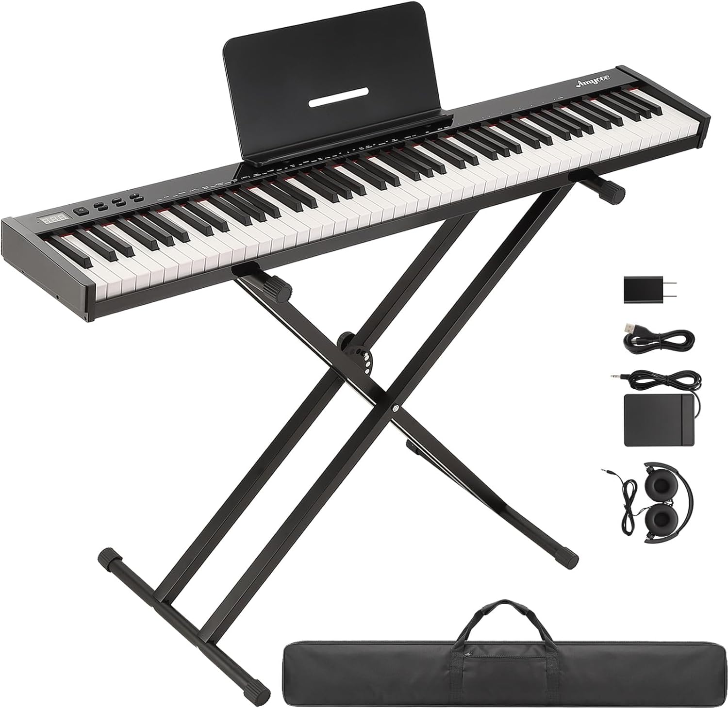 Keyboard Piano, Portable Digital Piano 88 Key, Electric Keyboard Piano With Stand, Headphones, Pedal, Handbag, Power Supply, Full Size Piano Keyboard for Beginners and Professionals