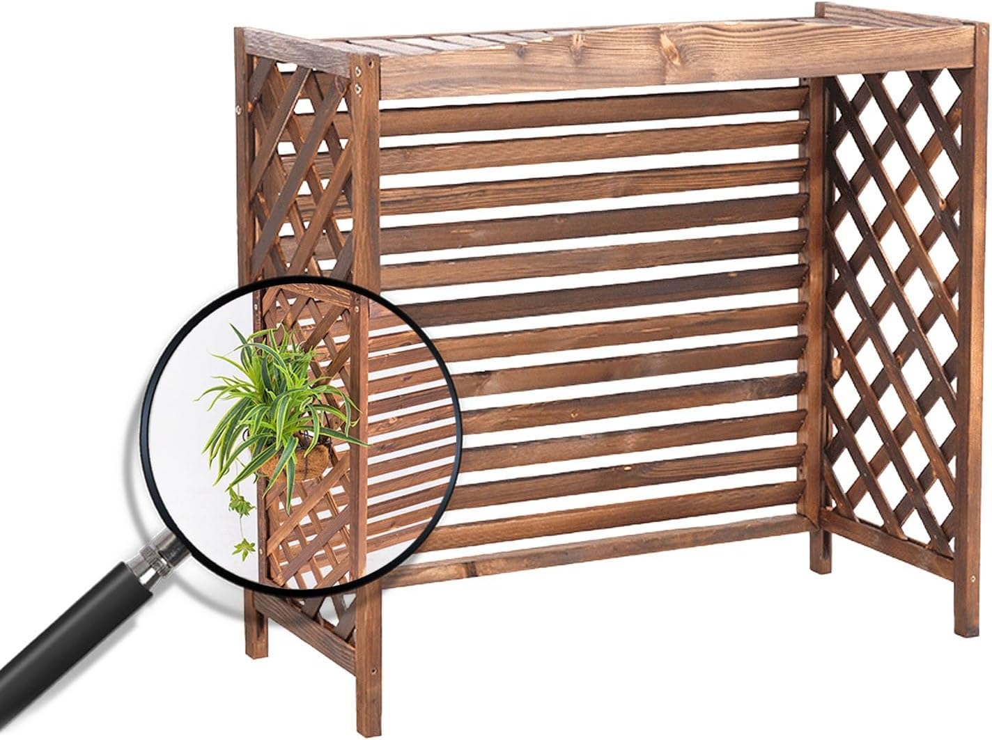 Portable Air Conditioner Cover for Outside Unit Weather Resistant Solid WoProtective Grilles Privacy Fence Screens Flower Rack Shutters Outdoor Plant Display Rack Storage Shelf (S