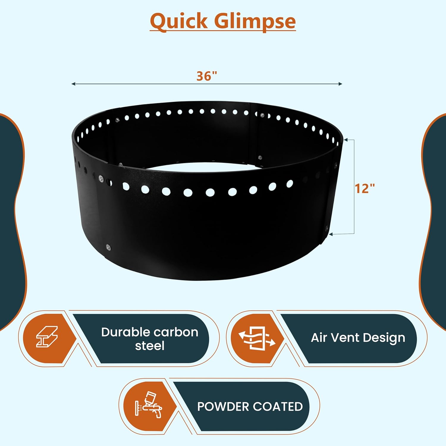 FEBTECH Smokeless Fire Ring for Outside Fire Pit - 36