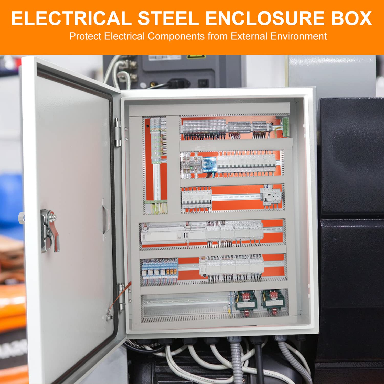 Cold Rolled Steel Electrical Box 23.6'' x 20'' x 8'' Indoor/Outdoor Thick Electrical Enclosure Box with Mounting Plate IP66 Weatherproof Anti-Rust and Anti-Corrosion (23.6'' x 20'' x 8'')