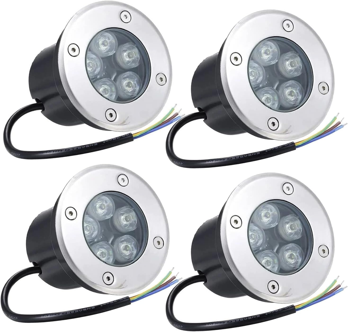 Outdoor Round Underground Light LED Garden Buried Light IP67 Waterproof AC85-110V Recessed Landscape Lighting for Pathway Patio Deck Step Driveway Yard, 4 Pack
