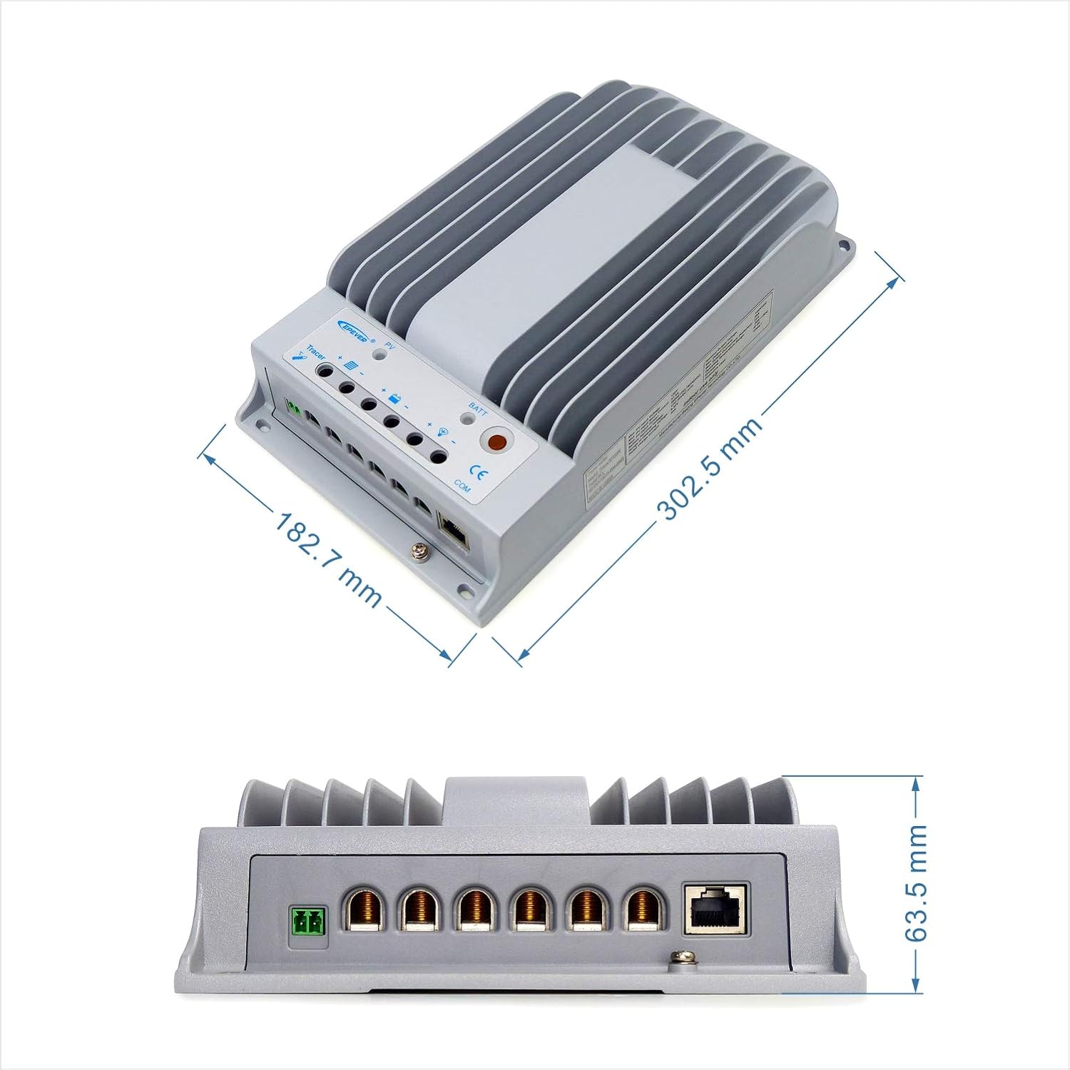 EPEVER MPPT Solar Charge Controller 40A 12V/24V Max PV 150V Negative Ground Solar Panel Regulator + MT50 Remote Meter + Temperature Sensor Cable (Tracer4215BN+MT50+RTS)