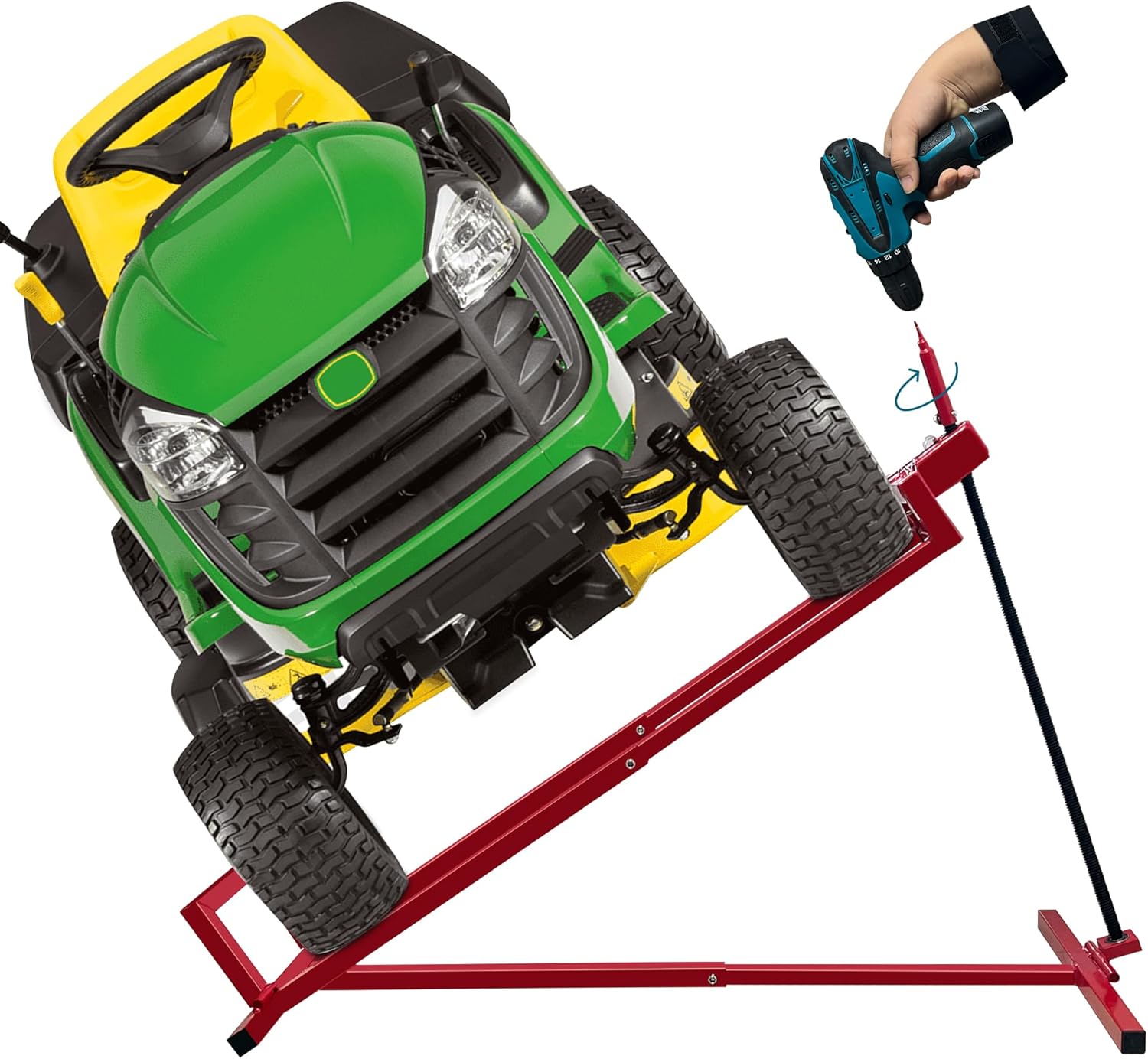 Lawn Mower Lift Jack, 890 Lbs Capacity Telescopic Maintenance Jack with Manual Handle & Power Tool Extension Handle,Adjustable Height-Lawn Mower Lift Table for Garden Tractors/Riding Lawn Mower