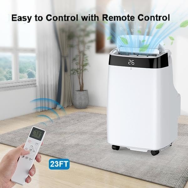 10000BTU Portable Air Conditioner, 3-in-1 AC Unit with Cooling, Fan and Dehumidifier Functions, 2 Wind Speed, Remote Control, Low Noise,Floor AC Cools Up to 450 Sq.Ft for Office/Home/Bedroom