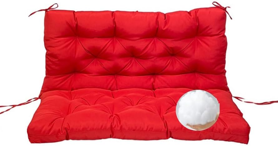 Swing Chair Cushion for Outdoor Furniture 4''Thick Garden Bench Cushions with Backrest & Ties 2-3 Seater Soft Patio Lounge Chairs Cushions Replacement Lawn Chair Couch Mats