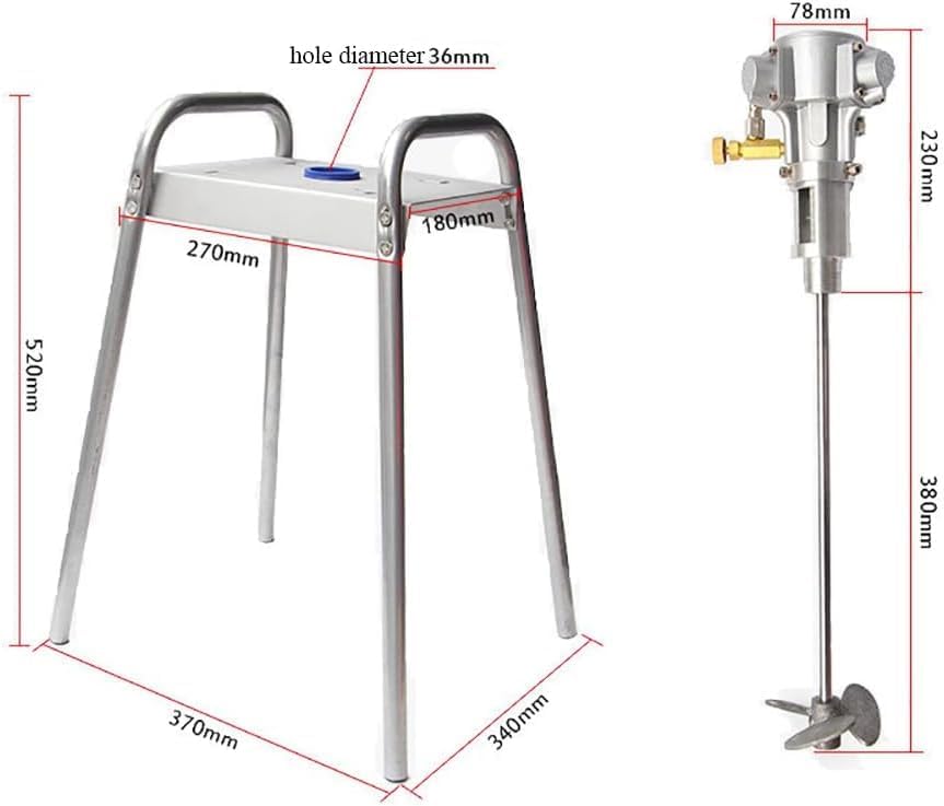 Paint Stirring Machine,5 Gallon 20L Vertical Pneumatic Paint Mixer with 4 Feet Stand,Stepless Speed,100mm Impeller Diameter,for Paint,Putty,Dye,Fodder,Viscous Liquid