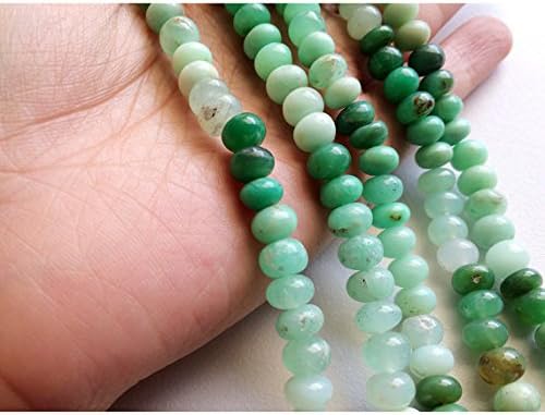 10 strands chrysoprase rondelle, chrysoprase beads, green shaded chrysoprase, fines chrysoprase beads, 7mm 10 inch