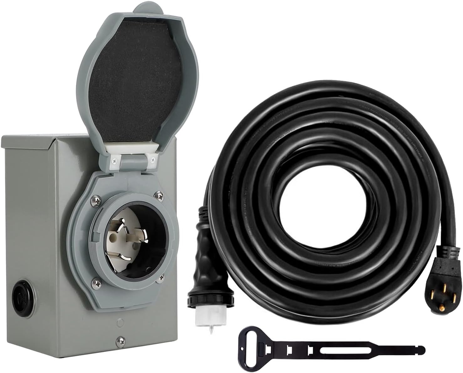 Artudatech 50Amp Generator Cord 25FT+Power Inlet Box Waterproof Combo Kit RV Extension Cord