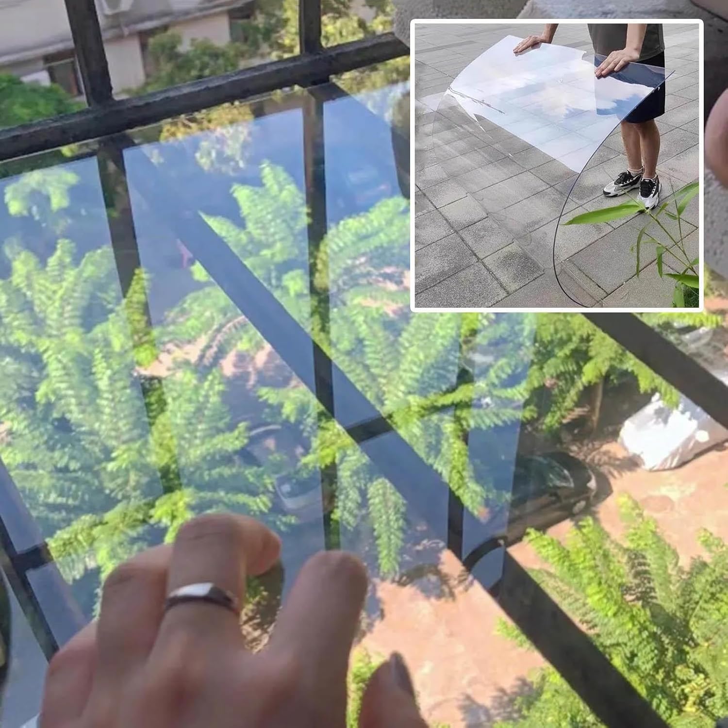 Polycarbonate Transparent Sheet,Outdoor Roof Panels,Rain and Snow Resistant Uv Resistant Roofing Sheet for Garden Greenhouse,Replacement Clear Plastic Panels,Customizable,W×L-1.22×4m(4*13.1ft)