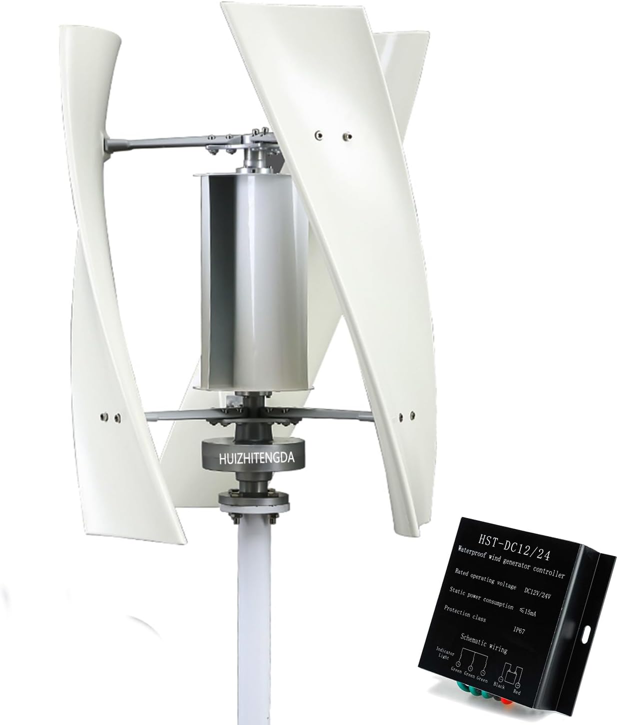 100W-2000W Vertical Axis Wind Turbine,Charger Hybrid Solar Wind Off-Grid System, Home Use with Controller (Higher-Output)