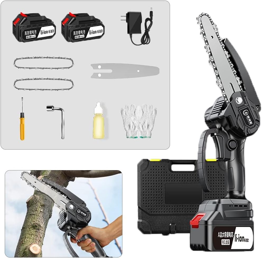 Mini Chain Saw,Handheld Chainsaw,Mini Chainsaw with Battery,Cordless Chainsaw with Charger,Cordless Battery Power, Portable Electric Chainsaw, Suitable for Gardening, Wood, Outdoor Camping