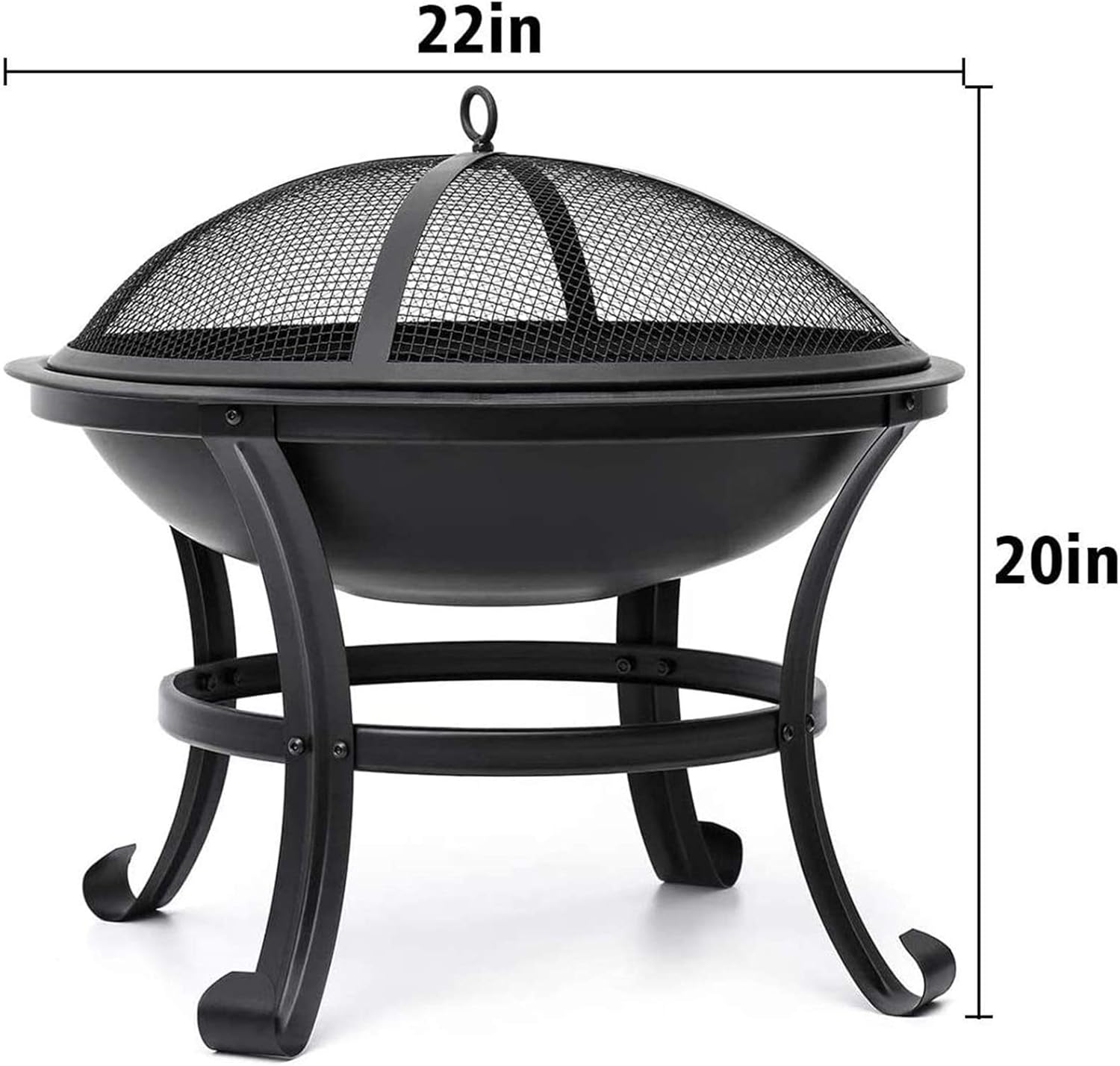 Fire Pit Garden Grill Outdoor Fire Pit Steel BBQ Grill Firepit,Fire Bowl with Mesh Spark Screen Cover,Bulit-in Grate for Camping Picnic Patio d Beaches