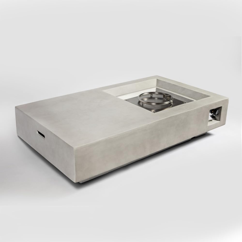 60 Inch Concrete Propane Fire Pit Table with 50000 BTU Stainless Steel Burner for Outdoor Patio Garden Backyard Decor