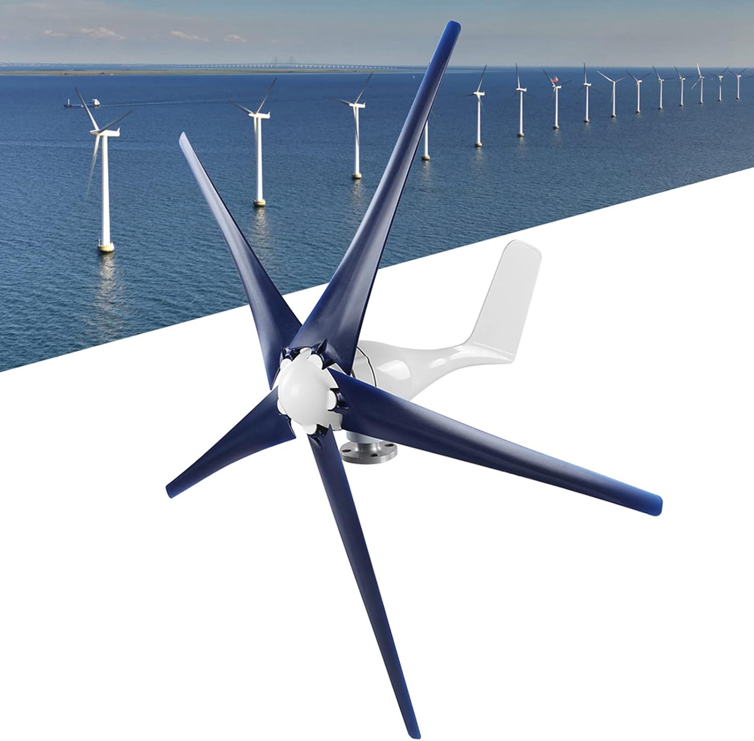 Walfront Windmill Generator 5 Blade Small Wind Turbines Kit Wind Power Generator Industrial Energy Equipment with Controller 800W for Boats Terraces Cabins (12V)