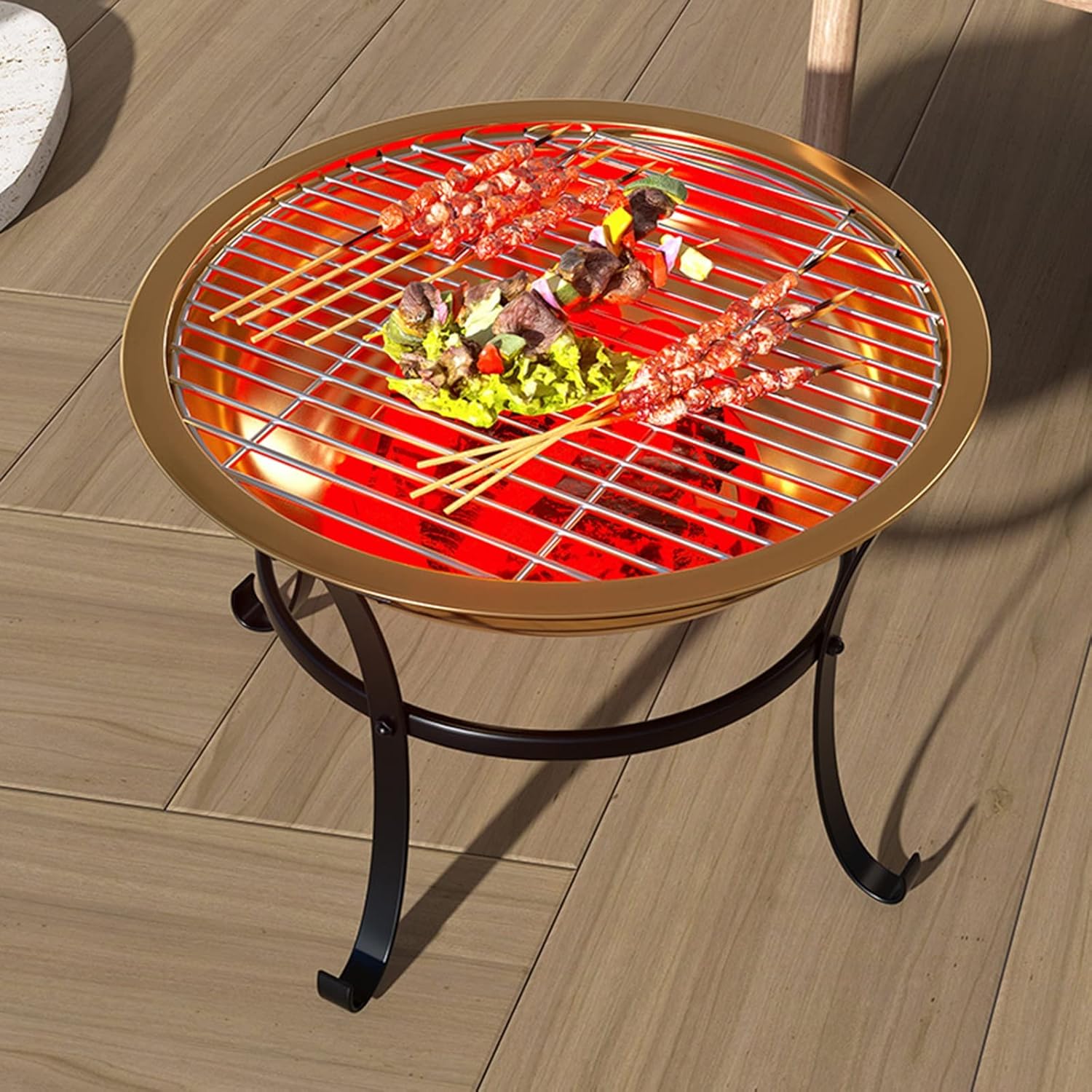 LXLZYXSF Living Room Small Fire Pit Bowl, Wood Burning Fire Basin for Outdoor Camping, BBQ, Travel, Bonfire Party, Picnic, 50cm Wide (Color : ligjt Grey, Size : Inner Diameter 45cm/17.7in)