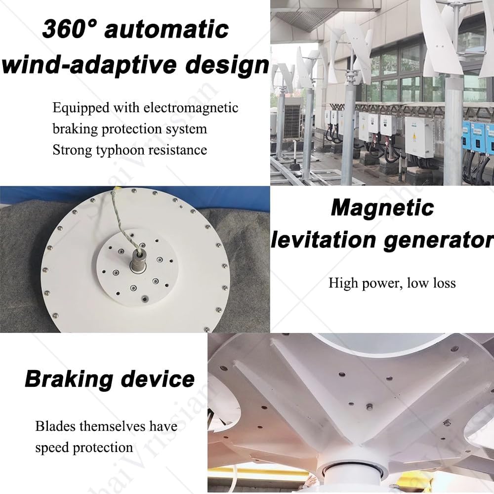 Axis Wind Turbine Generator 3 Blades,Wind Turbine Generator Kit,Operating Temperature -40°c to 80°c,Strong Wind Resistance,for Gazebos,Cabins,Homes or Industrial 200W24V