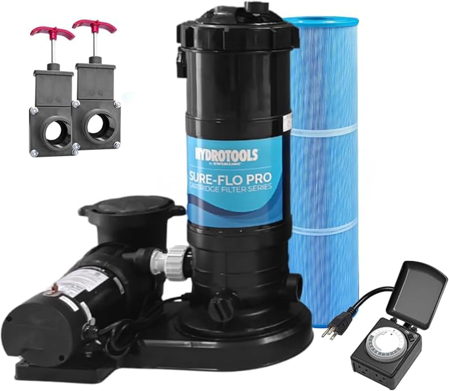 SWIMLINE HYDROTOOLS Model 76091-2 Sure-Flo Pro Above-Ground Pool Cartridge Filter System - 90 Sq. Ft. Filtration Area, 1 HP, 5,280 GPH Dual Speed Pump for Pools up to 31,500 Gallons