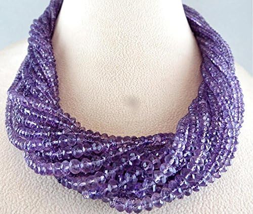 15 Line Brazilian Amethyst FACETTED Round Beads Necklace 21 INCHES 5.5 MM to 2.5MM