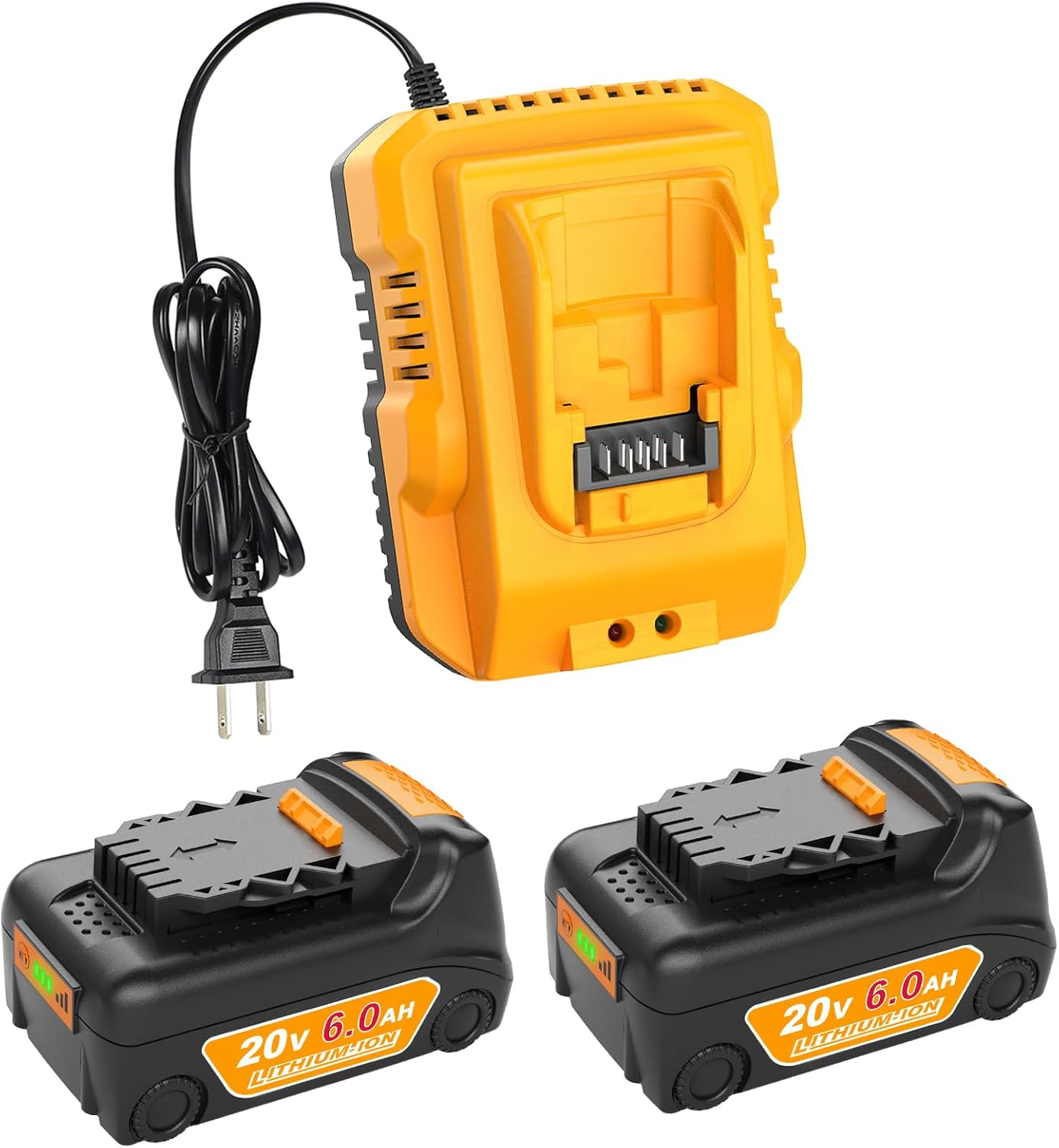 TeenPower Upgraded 20V 6.0Ah Battery Replacement for Dewalt 20v Battery 2Pack with DCB112 Charger Combo