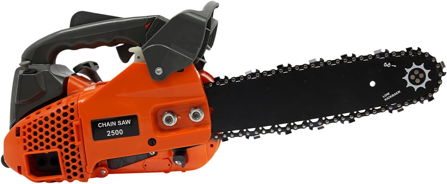 25.4CC 12 Inch Gas Chainsaw, 2-Stroke Gasoline Powered Chain Saw, 900W Handheld Petrol Chainsaws For Wood Cutting, Tree Trimming and Land Clearing