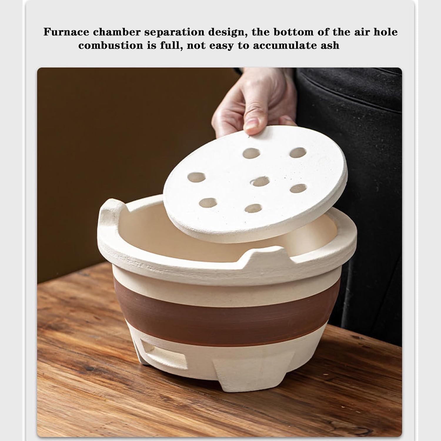 BNEI Ceramic fire Pit, Portable Tabletop fire Pit, Three, Suitable for Winter Heating, Barbecue (Large)