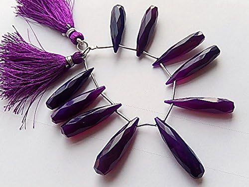 Chalcedony Gemstone, Semi Precious Gemstone Bead. Faceted Purple Long Drop 30 to 32mm. 10 pcs